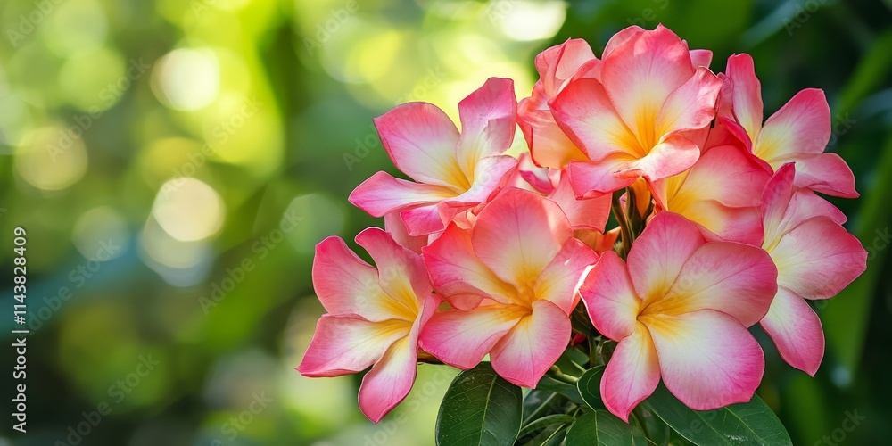 Close up view of a vibrant bunch of pink desert roses nestled against a lush green natural background, showcasing the beauty and intricate details of these stunning desert roses. Close up view of a vibrant bunch of pink desert roses nestled against a lush green natural background, showcasing the beauty and intricate details of these stunning desert roses.
