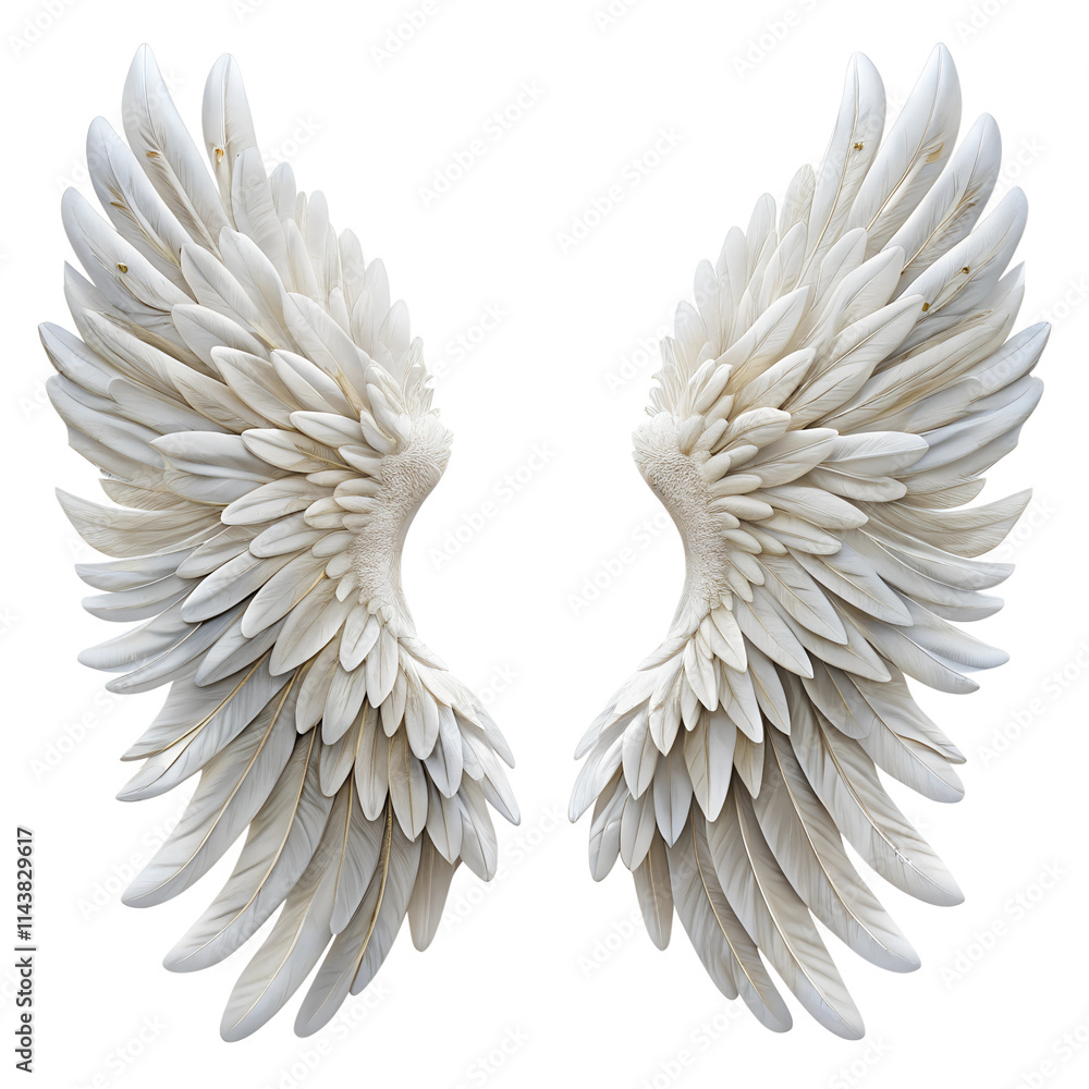 Fototapeta premium Angel wings isolated on transparent background.