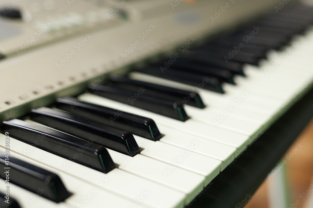 Close-up of professional synthesizer in music studio Close-up of professional synthesizer in music studio