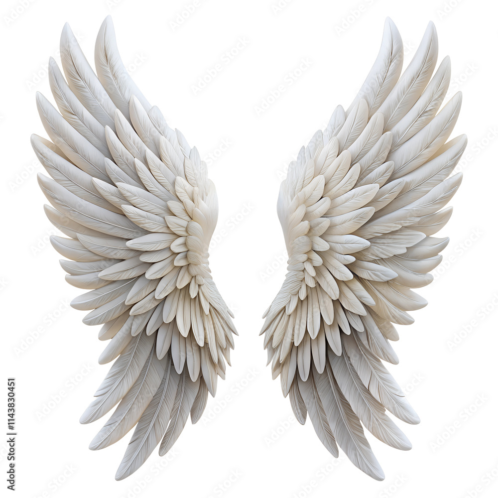 Fototapeta premium Angel wings isolated on transparent background.