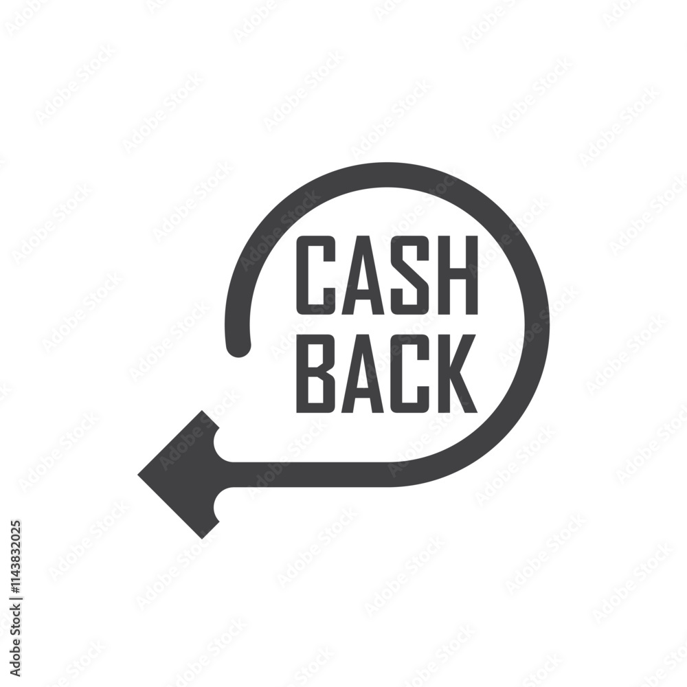 Obraz premium Cashback icon in flat style. Money back label vector illustration on isolated background. Cash back poster sign business concept.