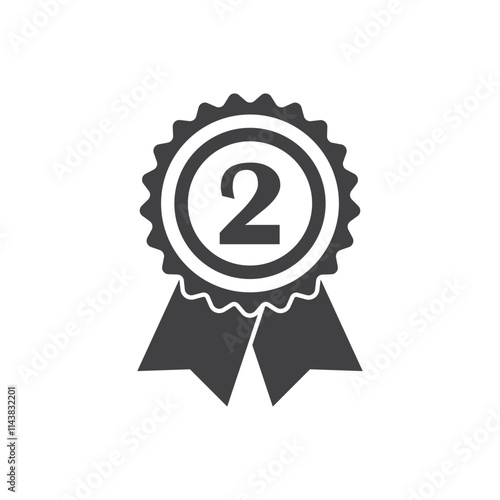 Silver medal icon in flat style. Trophy award vector illustration on isolated background. Winner sign business concept.