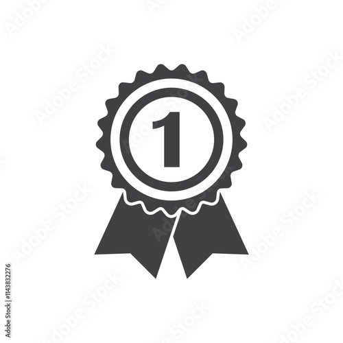 Gold medal 1st place icon in flat style. Trophy award vector illustration on isolated background. Winner sign business concept.