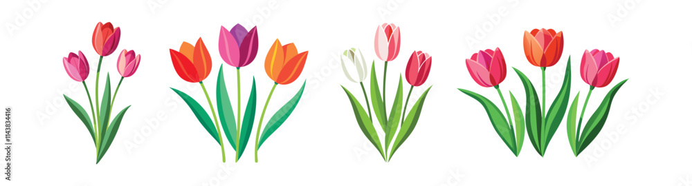 tulip vector art, floral vector, set of beautiful flowers, simple colorful illustration of tulip tulip vector art, floral vector, set of beautiful flowers, simple colorful illustration of tulip