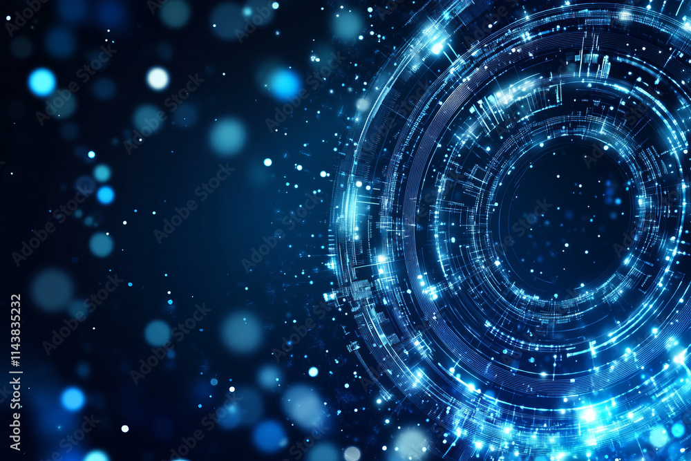 Fototapeta premium Futuristic abstract background with glowing circles and a digital blue pattern,Generated By Ai