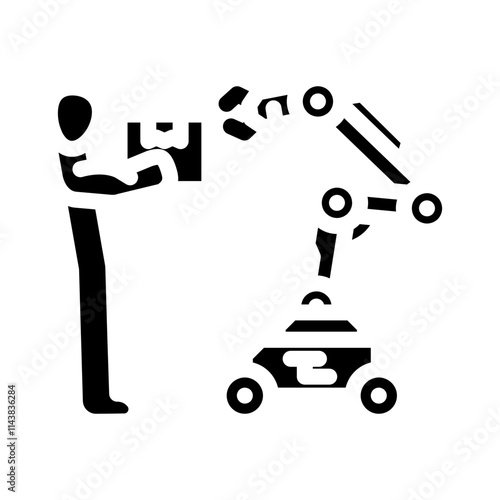 cobots collaborative robots industry 5 glyph icon vector. cobots collaborative robots industry 5 sign. isolated symbol illustration