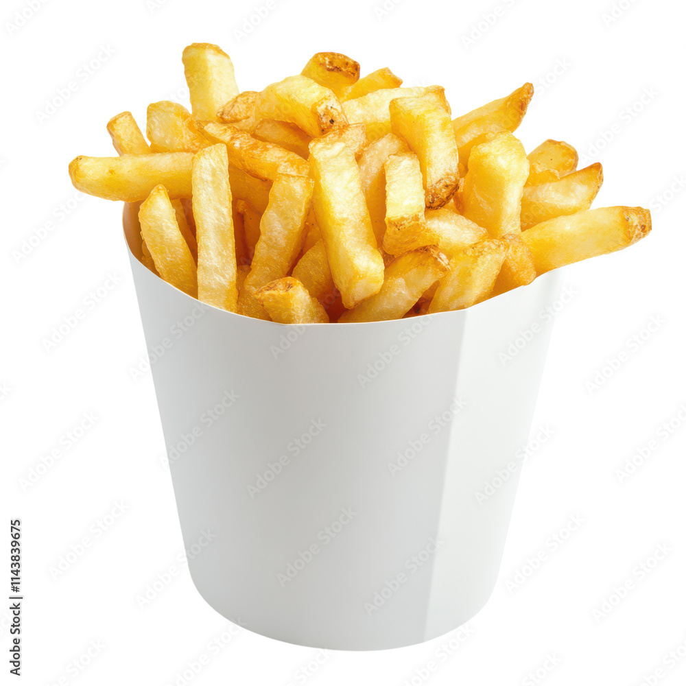 Delicious French Fries in a Bucket Isolated on a White Background Perfect for Restaurant Menus or Food Blogs and transparent background Delicious French Fries in a Bucket Isolated on a White Background Perfect for Restaurant Menus or Food Blogs and transparent background
