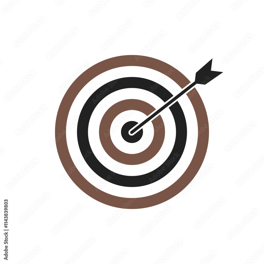 Brown and black bullseye dart target icon. Dart target goal marketing sign. Arrow dart logo vector. Winner dart sign. Brown and black bullseye dart target icon. Dart target goal marketing sign. Arrow dart logo vector. Winner dart sign.