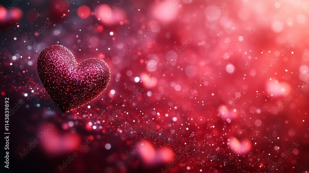 Valentine's Day background with flying hearts, red and pink colors, banner design. Valentine's Day concept. Abstract blurred red background Valentine's Day background with flying hearts, red and pink colors, banner design. Valentine's Day concept. Abstract blurred red background