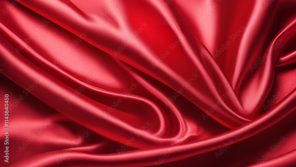 Obraz premium A sophisticated red satin fabric backdrop, known for its smoothness, appropriate for celebration, ceremony, and event invitations
