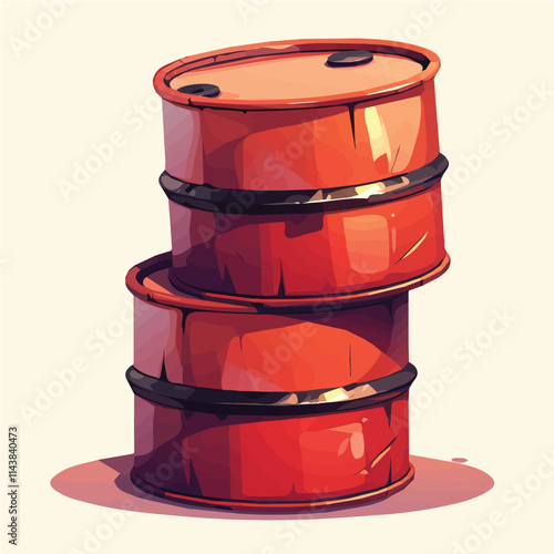 Vector design and illustration of a barrel (wine barrel or oil barrel, etc.)
