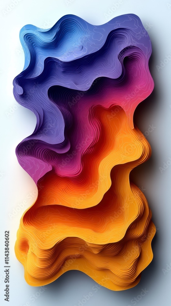 Abstract Multi-layered Paper Relief Art: A Colorful Topographic Design Abstract Multi-layered Paper Relief Art: A Colorful Topographic Design