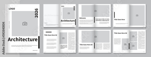Architecture Magazine Layout Template Design, Minimal Clean Design