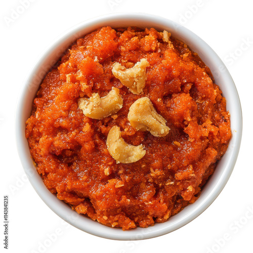 Delicious Gajar Ka Halwa Served on a White Background Ideal for Dessert Menus, Food Blogs, and Indian Cuisine Articles and transparent background photo