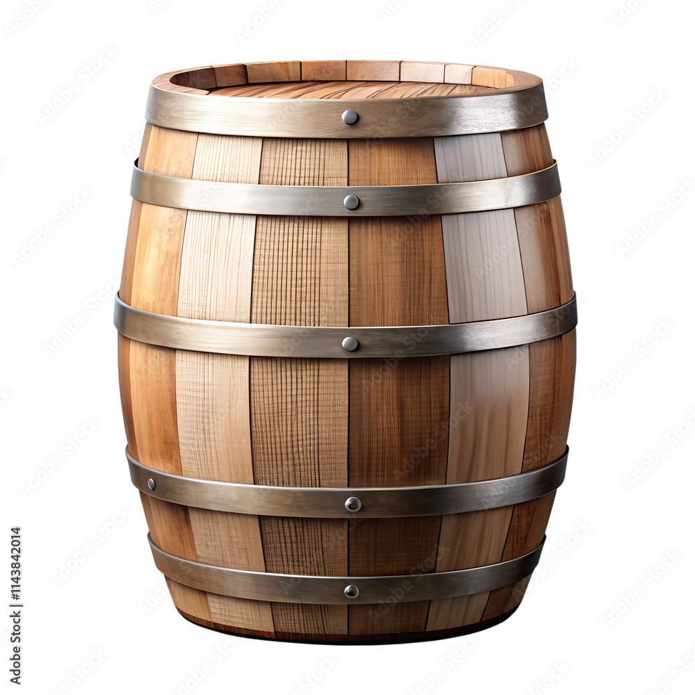 Obraz premium Wine wooden barrel isolated on transparent background