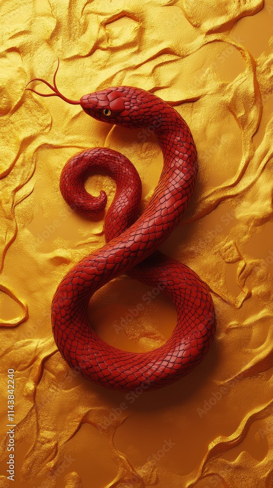 Obraz premium Happy Chinese New Year 2025,Year of the snake zodiac sign,Snake illustration and design,Asian elements gold paper cut style,Lunar new year concept,New Year card 2025.
