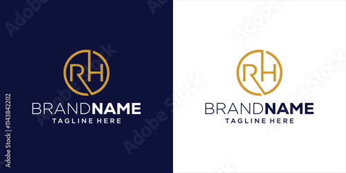 Creative Monogram Logo Design Letter RH Circle, Design Inspiration, Illustration, Vector