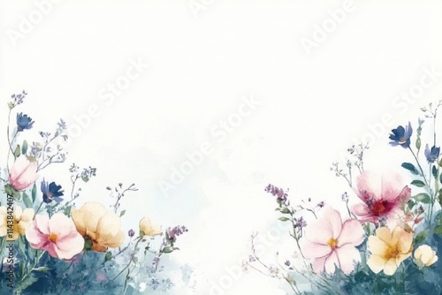 A background of watercolor flowers with a clean area for text