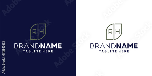 Creative RH Letter Logo Design with Leaf, Design Inspiration, Illustration, Vector