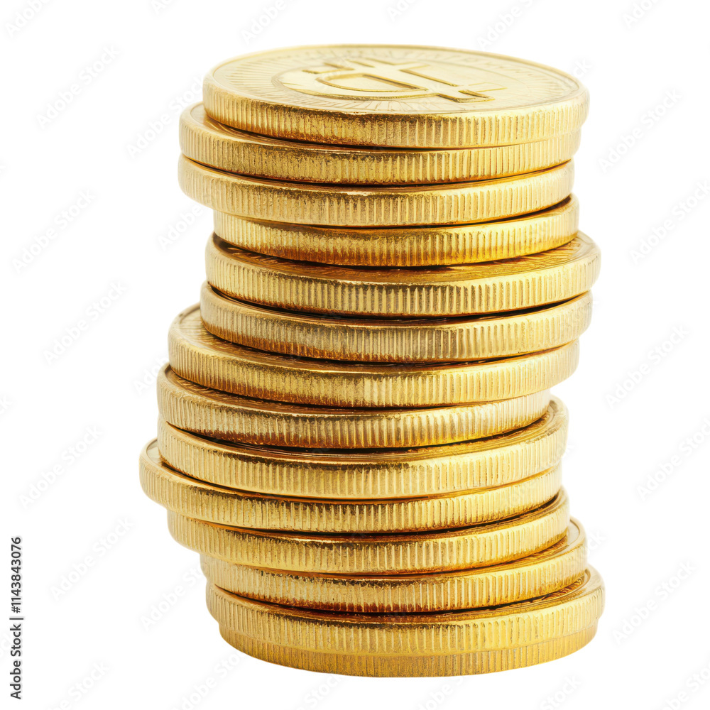Gold Coins Stacked Isolated on White - Ideal for Financial Illustrations and Promotional Materials and transparent background Gold Coins Stacked Isolated on White - Ideal for Financial Illustrations and Promotional Materials and transparent background