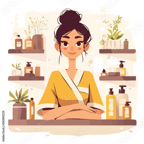 A hairdresser girl at work, designed in vector format.