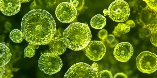 Wallpaper Mural Live cell image of freshwater microalgae, specifically Botryococcus sp., showcasing its unique characteristics. This stacked photo emphasizes the beauty of freshwater microalgae in detail. Torontodigital.ca