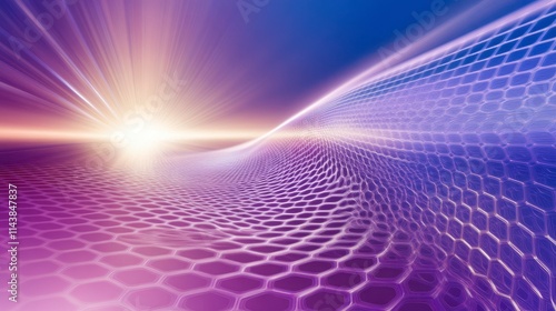 Wallpaper Mural Abstract Geometric Patterns: Intricate Hexagonal Structures in a Futuristic Digital Landscape Torontodigital.ca