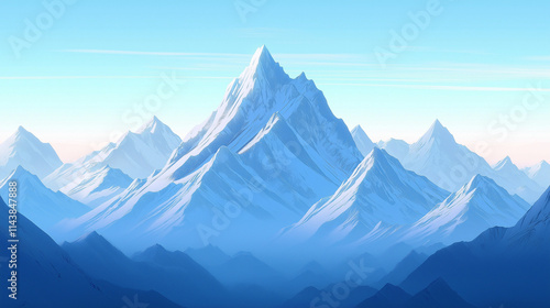 Wallpaper Mural Layered Blue Silhouettes Framing Snowy Summit Glory Torontodigital.ca