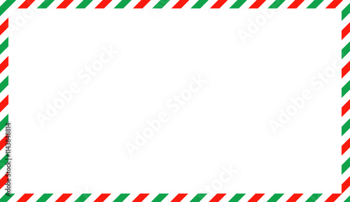 Christmas Red Green White Colorful Line Stripe Border. Decorative Xmas Festival Frame Vector Illustration