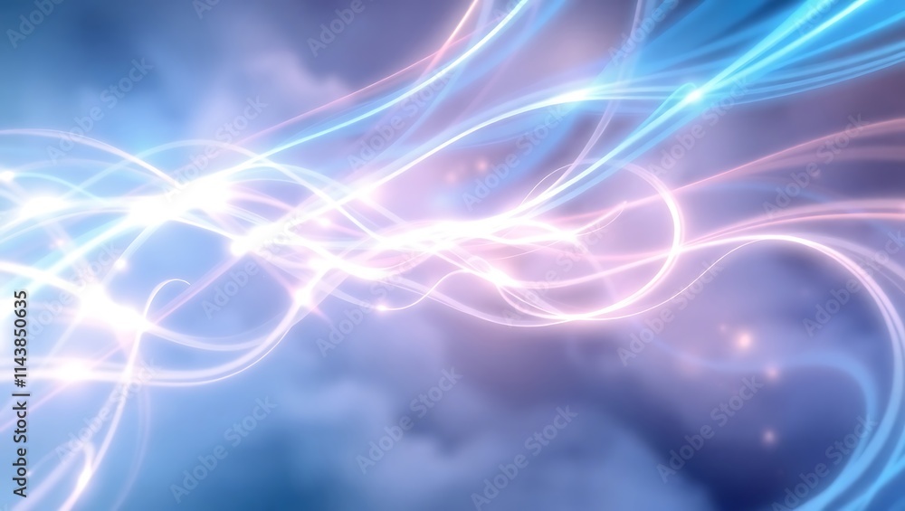 Obraz premium Surreal aether stream composition with luminous, flowing ribbons of light interspersed with radiant mist and soft shadows