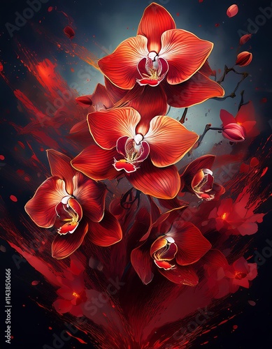  Explosion of Vibrant Red Orchids in Bloom photo