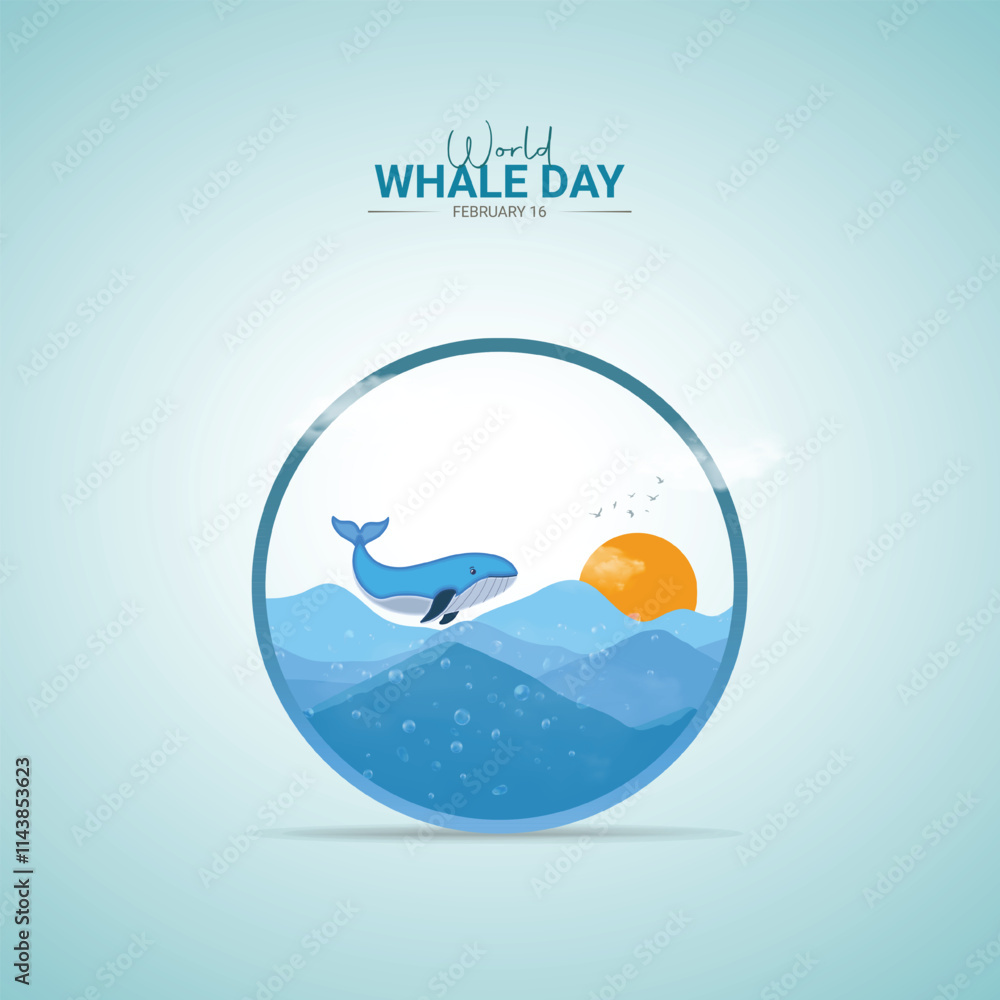 World Whale Day. Whale Day creative design for social media ads World Whale Day. Whale Day creative design for social media ads