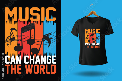 Music illustration for t shirt design, music t shirt design sentence, All you need is music, eat sleep music repeat, music can change the world, dinosaur music t-shirt design. Colorful and fashionable