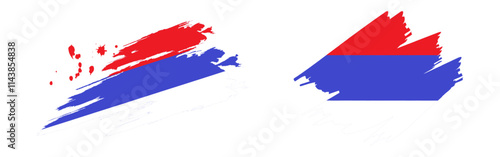 Vector illustration of Republika Srpska flag in brush stroke effect on transparent background