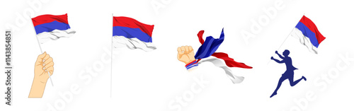 Vector illustration of Republika Srpska flag composition on transparent background