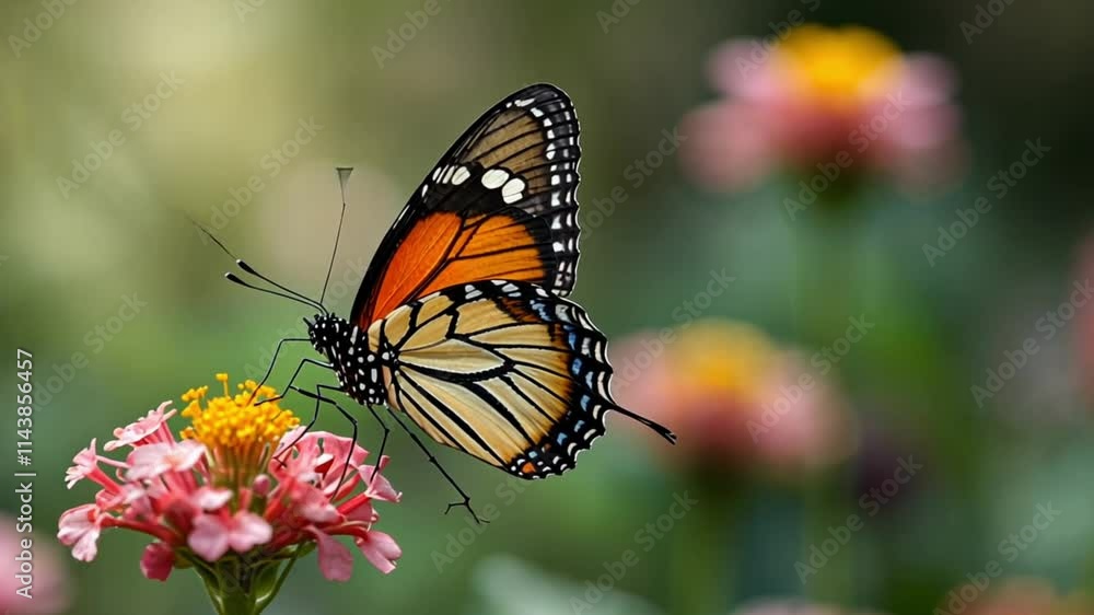 a beautiful butterfly perched on a flower close up a beautiful butterfly perched on a flower close up