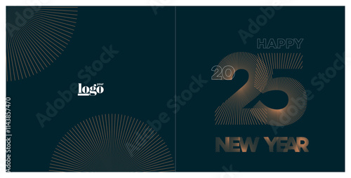 2025 logo and premium wish card with leaf style. Happy new Year.