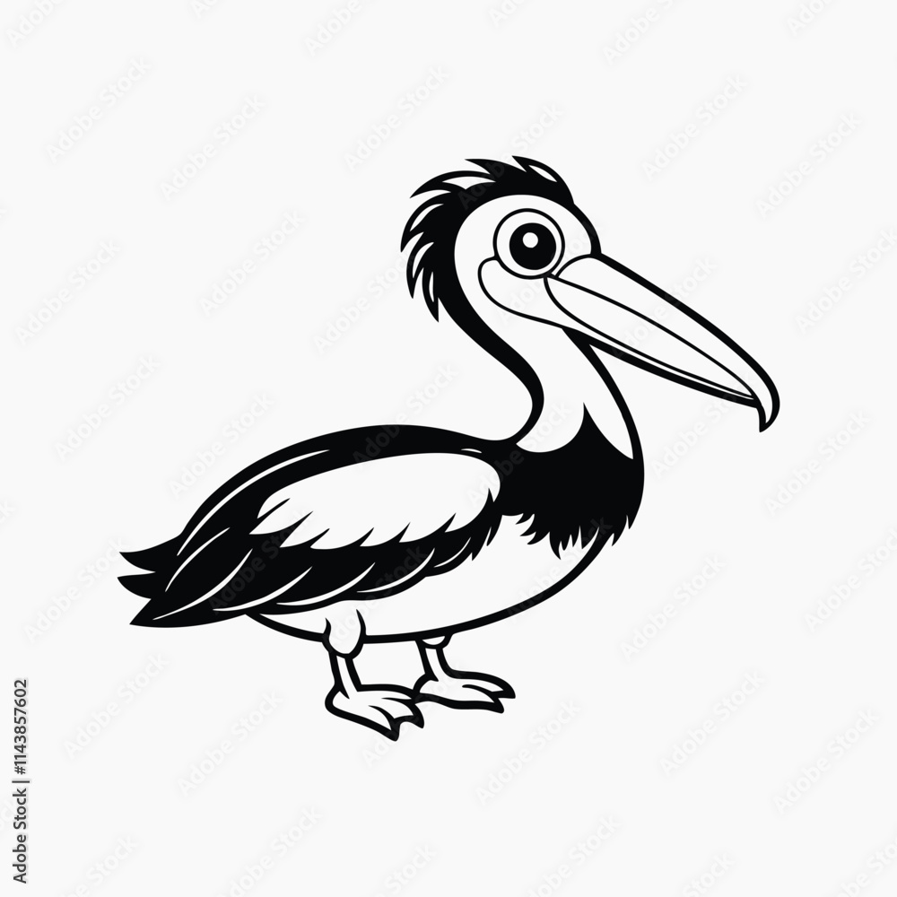 Fototapeta premium Cute pelican cartoon style, Vector cartoon illustration isolated on white background