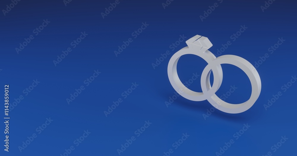 Isolated realistic white wedding rings symbol with shadow. Located on the right side of the scene. 3d illustration on transparent background Isolated realistic white wedding rings symbol with shadow. Located on the right side of the scene. 3d illustration on transparent background