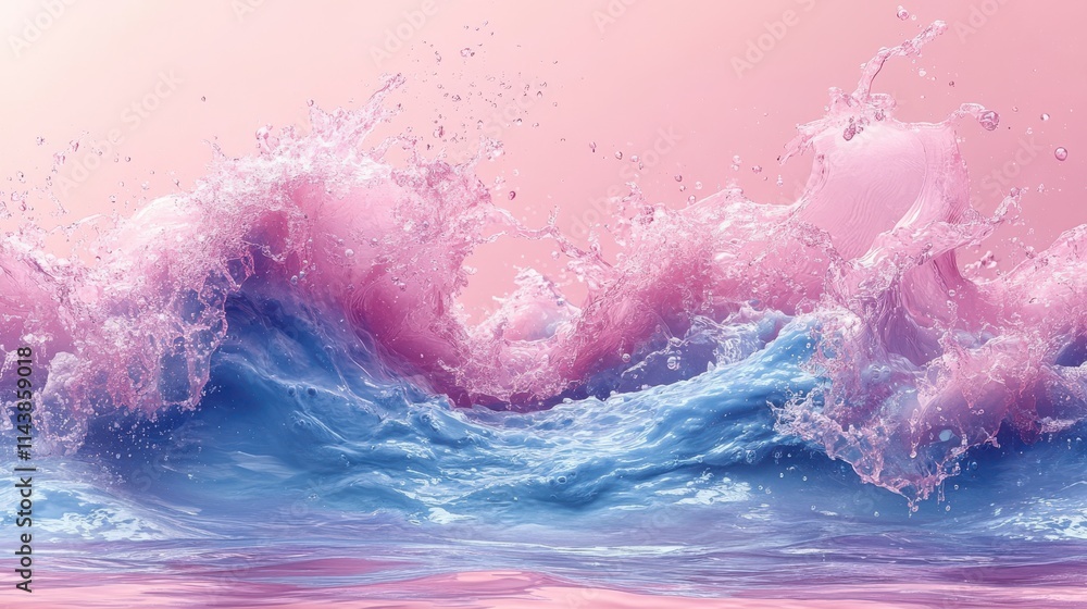 Fototapeta premium Abstract Water Splash Art: A Stunning Display of Pink and Blue Hues