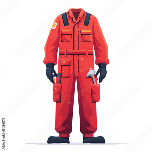 Illustration of a worker character wearing safety clothing