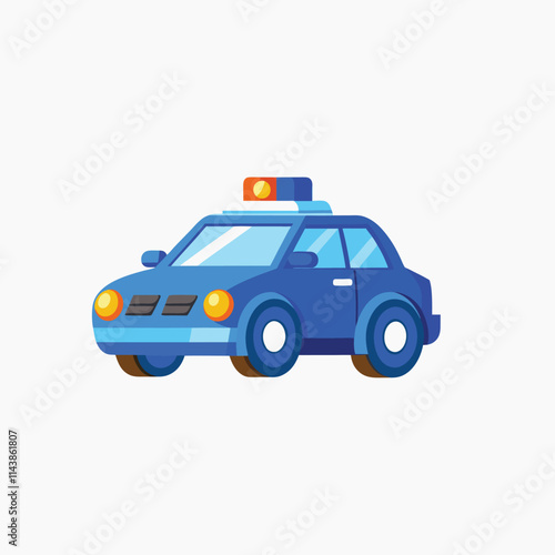 Police car in blue color cartoon vector cartoon illustration isolated on white background