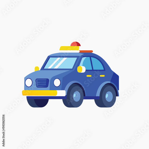 Police car in blue color cartoon vector cartoon illustration isolated on white background