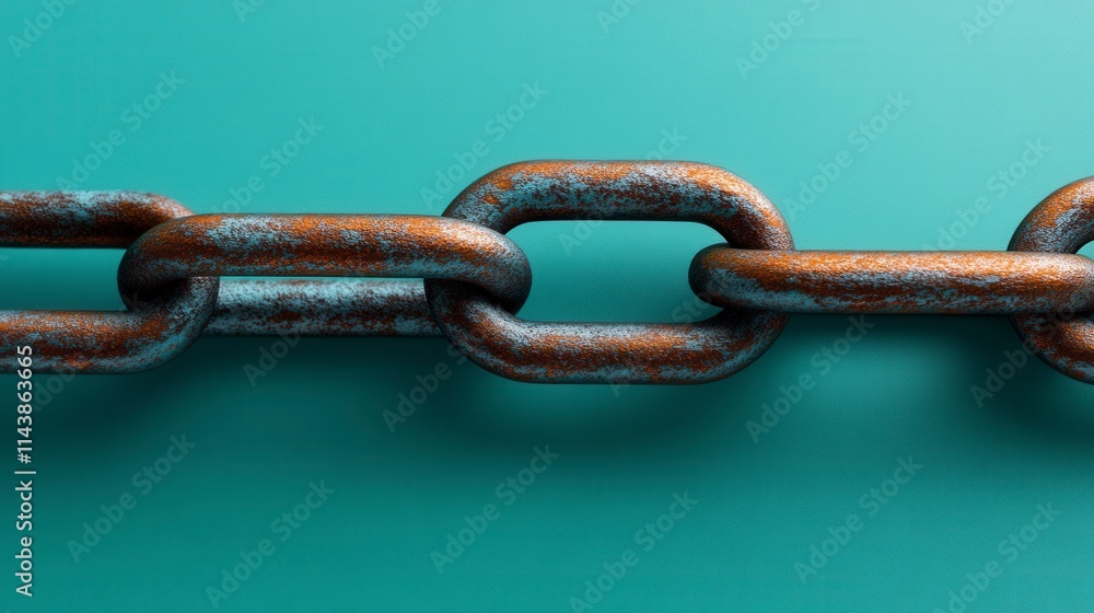 Fototapeta premium Intricate Rusty Metal Chain Links: A Detailed Industrial Design