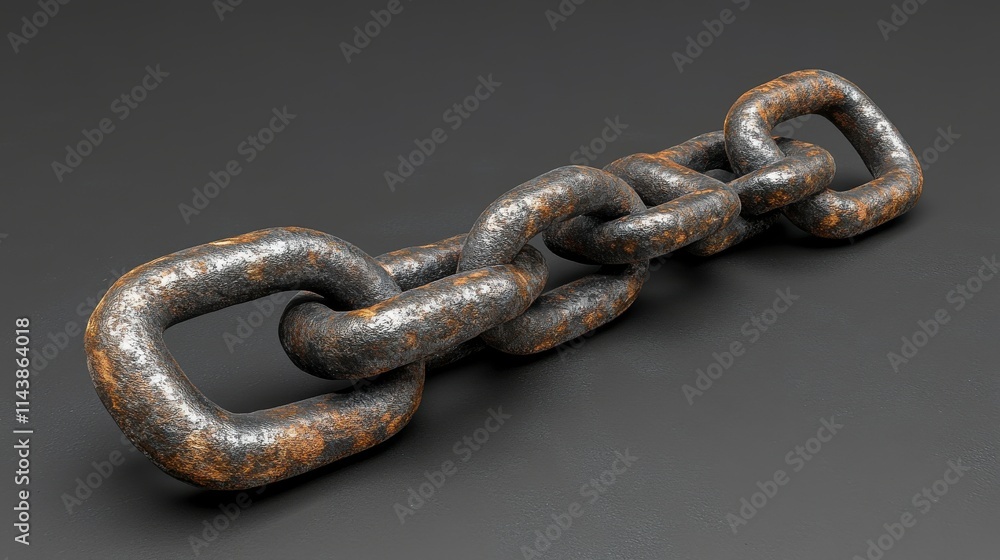 Detailed view of a rusty metal chain, showcasing the intricate details of its structure and texture. Detailed view of a rusty metal chain, showcasing the intricate details of its structure and texture.