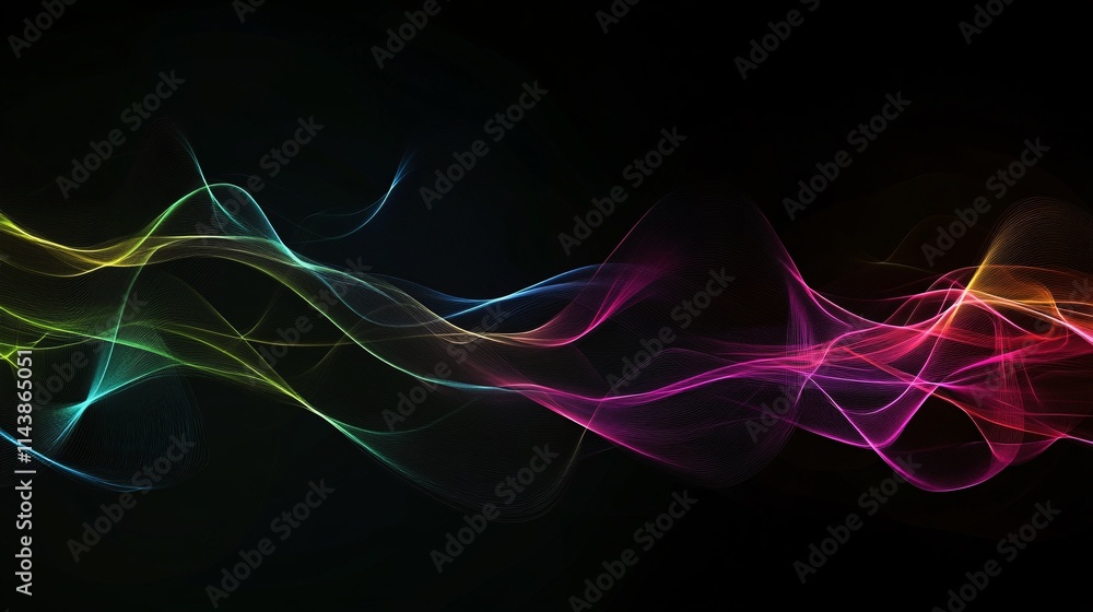 A vibrant wave of colorful light trails on a dark background, creating a dynamic and energetic visual effect. A vibrant wave of colorful light trails on a dark background, creating a dynamic and energetic visual effect.