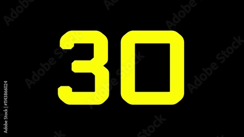 35 seconds countdown timer with bold yellow countdown animation on black background suitable for educational materials about numbers, counting and tech themes photo