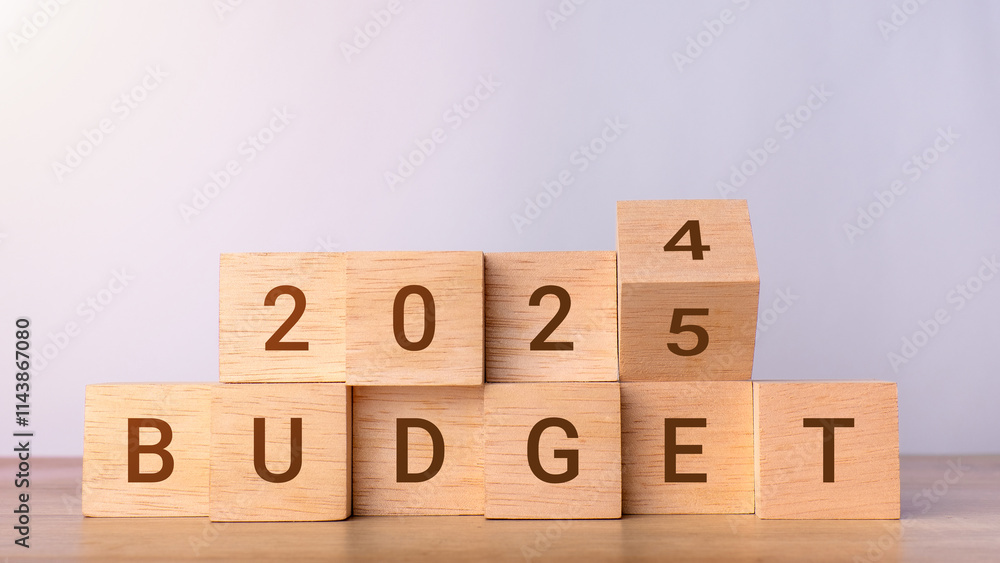 Flip wooden block cube for change 2024 to 2025 Budget for money planning and allocation concept Flip wooden block cube for change 2024 to 2025 Budget for money planning and allocation concept
