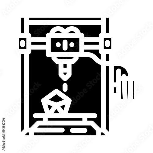 3d printing machine industry 4 glyph icon vector. 3d printing machine industry 4 sign. isolated symbol illustration