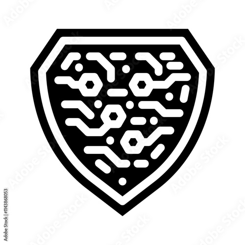 cybersecurity shield industry 4 glyph icon vector. cybersecurity shield industry 4 sign. isolated symbol illustration